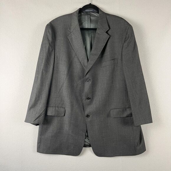 Loro Piana Daniel Cremieux Wool Blazer Mens 48R Gray Windowpane Classic Career - Picture 1 of 16